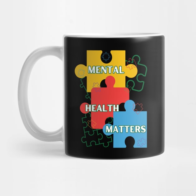 Mental Health Matters Colourful Puzzles Mug by Owl Canvas